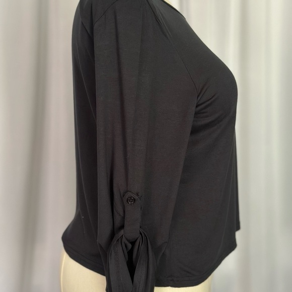 Bell France Black Blouse with Roll Tab Sleeve (731) - Picture 4 of 12